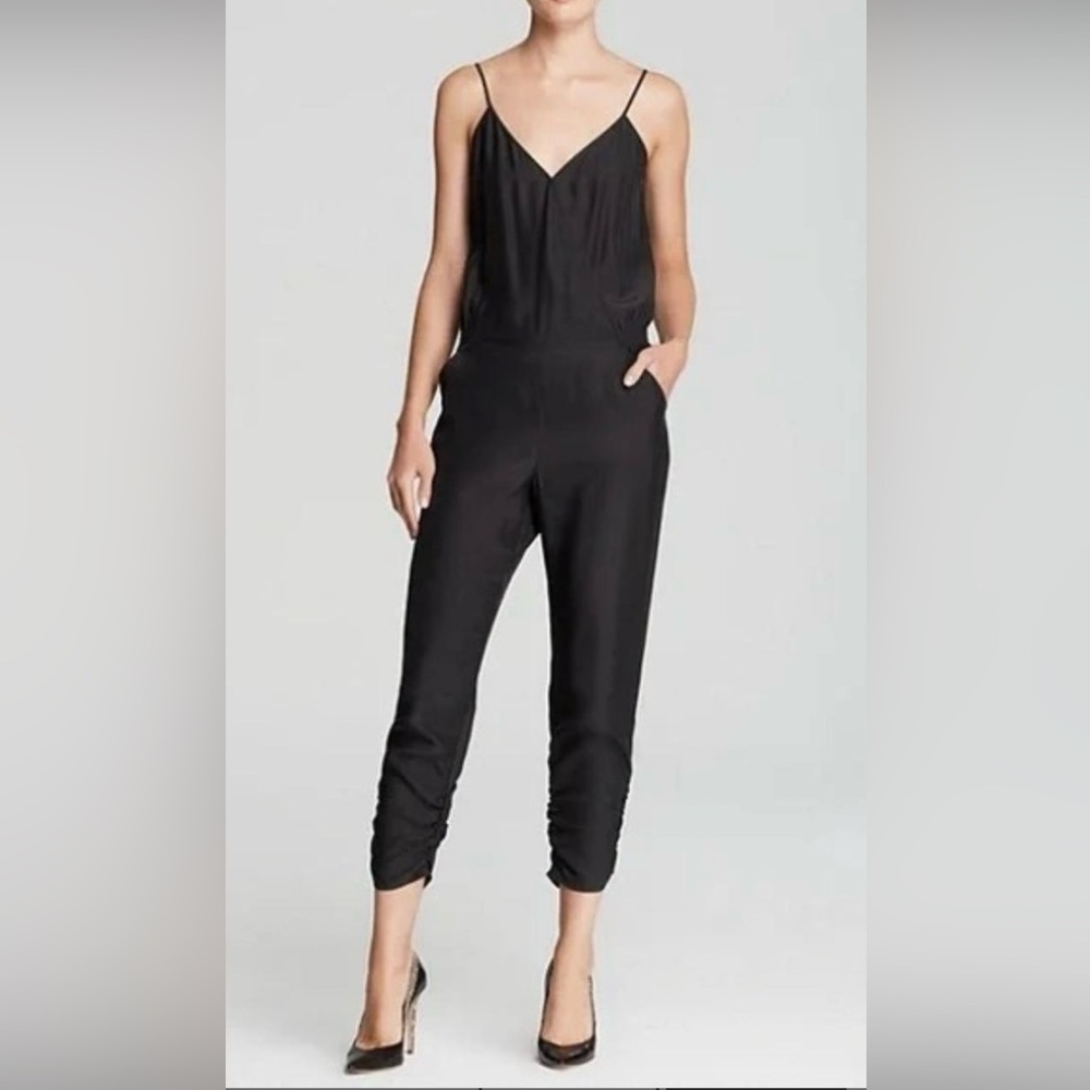 Parker Black Silk Sleeveless Jumpsuit